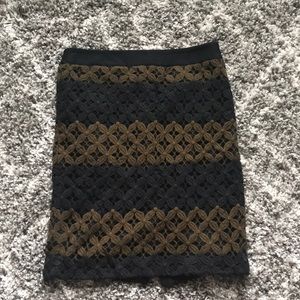 Loft Green and Black Skirt